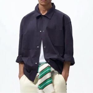 Zara Men's Dark Navy Overshirt Jacket (Javier S. Medina)